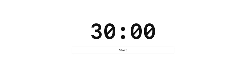 Simple timer showing 30 minutes and a start button